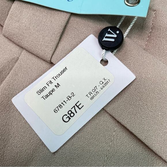 She & Sky Belted Slim Fit Paperbag Waist Trousers Taupe Size M NWT Wantable - Picture 8 of 11